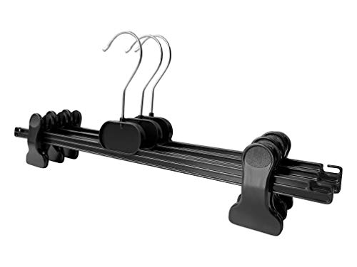 RSR Hangers Kleiderbügel Hosenspanner 20 Stück Hosenbügel Clipbügel Klemmbügel Rockbügel Kleiderbügel 28 cm mit gummierten und verstellbaren Klammern von RSR Hangers