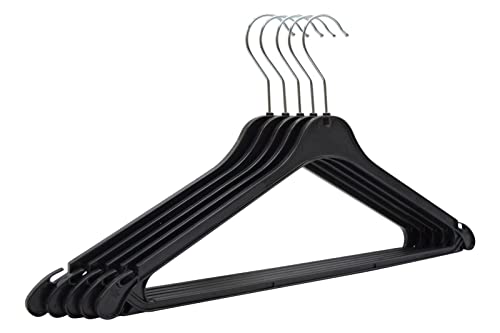 RSR Hangers Kleiderbügel K 43 cm aus Kunststoff 20 Stück Hemdenbügel 360° drehbarer Haken Blusenbügel Kunststoff Schwarz mit Hosensteg von RSR Hangers