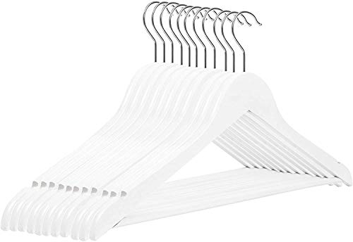 Kleiderbügel Holz 44,5 cm 10 Stück Set Weiß mit Einkerbungen 360° drehbarer Haken Hemdenbügel Jackenbügel Blusenbügel von RSR Hangers