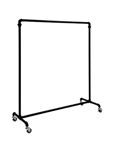 Kleiderständer Industrial Design Breite 70 x Höhe 150 cm auf Rollen schwarz | Garderobe | Rollgarderobe | Garderobenständer | Kleiderstange | Rollständer von RSR Hangers