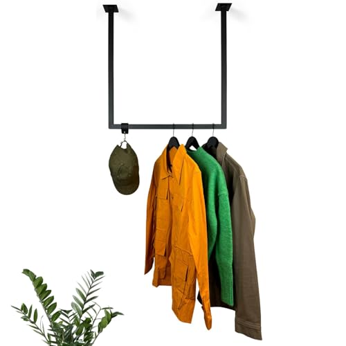 RSR Hangers Kleiderstange Garderobe Industrie Design U-Form Decke | Breite 100 cm x Höhe 70 cm | Deckenmontage | Garderobenstange | Ankleidezimmer | Garderobe | begehbarer Kleiderschrank von RSR Hangers