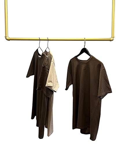 Kleiderstange Garderobe Industrie Design für Decke Gold | Breite 100 cm x Höhe 50 cm | Garderobenstange | Ankleidezimmer | Schlafzimmer | begehbarer Kleiderschrank M0213-Gold von RSR Hangers