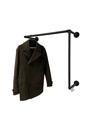 RSR Hangers Kleiderstange Garderobe Wandmontage Breite 50 cm x Höhe 30 cm | Industrieller Stil | Schwarz für Wand | Garderobenstange | Ankleidezimmer | Garderobe | begehbarer Kleiderschrank von RSR Hangers