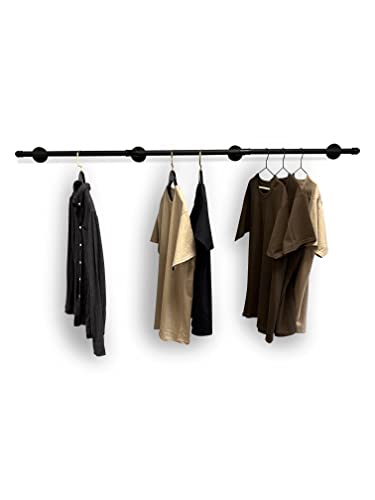 Kleiderstange Wandgarderobe 300 cm x 30 cm Industrial Design für die Wand Garderobe Wandmontage Kleiderschrank Schwarz von RSR Hangers