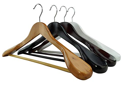 RSR Hangers 25 x Anzugbügel Jackenbügel Kleiderbügel Holz Weiß | Sackobügel | 44,5 cm | 360° drehbarer Haken | extra breite Schultern von RSR Hangers