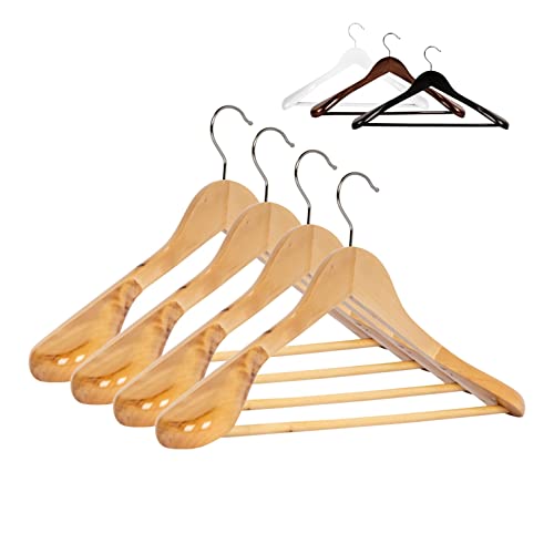 RSR Hangers 5 x Anzugbügel Jackenbügel Kleiderbügel Holz Natur | Sakkobügel | 44,5 cm | 360° drehbarer Haken | extra breite Schultern von RSR Hangers