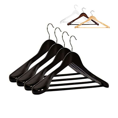 RSR Hangers 5 x Anzugbügel Jackenbügel Kleiderbügel Holz Schwarz | Sakkobügel | 44,5 cm | 360° drehbarer Haken | extra breite Schultern von RSR Hangers