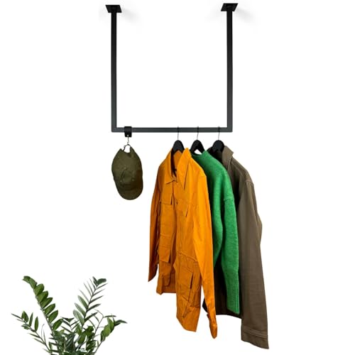 RSR Hangers Kleiderstange Garderobe Industrie Design U-Form Decke Vierkant | Breite 100 cm x Höhe 70 cm | Deckenmontage | Garderobenstange | Ankleidezimmer | Garderobe | begehbarer Kleiderschrank von RSR Hangers