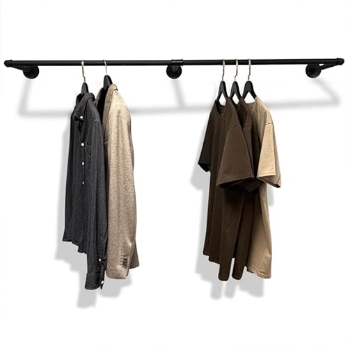 RSR Hangers Kleiderstange Industrial Design 105 cm x 32,5 cm für die Wand Schwarz Garderobenstange Flur Wandmontage Schlafzimmer Garderobe von RSR Hangers