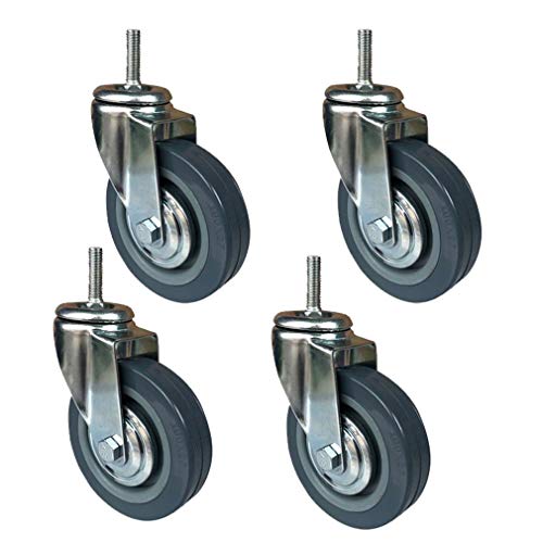 3/4 Zoll Hochleistungs-Lenkrollen mit Bremsen – Polyurethan-Rollen for Rollwagenmöbel – 270 kg Tragkraft(3 in M12 4 No Brakes) von RSRSR