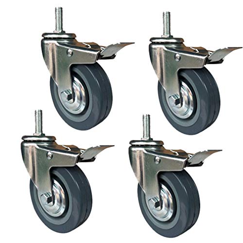 3/4 Zoll Hochleistungs-Lenkrollen mit Bremsen – Polyurethan-Rollen for Rollwagenmöbel – 270 kg Tragkraft(4 in M12 4 Brakes) von RSRSR