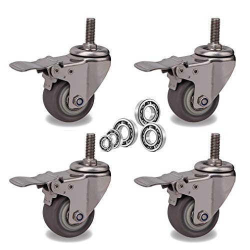4 Stück 2-Zoll-Rollen mit Bremse – 360°-Schwenkräder for Möbel und Industrie, kompatibel mit 8 mm/10 mm/12 mm Schrauben(10mm 4 brake) von RSRSR