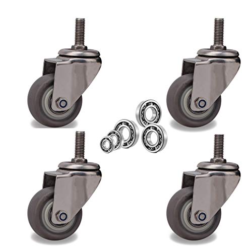 4 Stück 2-Zoll-Rollen mit Bremse – 360°-Schwenkräder for Möbel und Industrie, kompatibel mit 8 mm/10 mm/12 mm Schrauben(10mm 4 no brake) von RSRSR