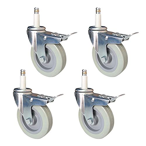 Hochleistungs-Lenkrollen aus PU-Möbeln – for Küchen-/Hotelwagen/Werkbänke – M11 x 50 mm Schaft – 210 kg Tragkraft – 4 Stück(Brake) von RSRSR