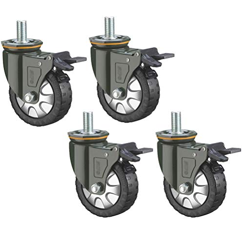 Hochleistungs-Lenkrollen mit M16/20-Gewindeschaft und Bremsen – 1000 kg Tragfähigkeit for Industrie-/Wohnmöbel(125mm With Brake Swivel Casters) von RSRSR