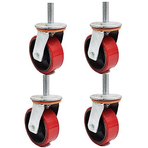 Schwerlastrollen mit M16-Gewinde, Gusseisenräder for Werkbänke/Wagen/Möbel – 4er-Pack(100mm Swivel) von RSRSR