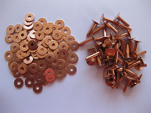 Kupfer-Sattelnieten, 3,3 mm x 13 mm mit Unterlegscheiben, für Leder-Kunsthandwerk von RST