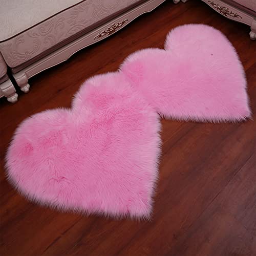 RSTJVB Doppelte Liebes-Herzform-Teppiche, Flauschiger Teppich aus Schaffell-Imitat 7cm dickere Matten für Wohnzimmer Sofa Boden Home Decor,Pink RSTJVB Doppelte Liebes-Herzform-Teppiche, Flauschiger Teppich aus Schaffell-Imitat 7cm dickere Matten für Wohnzimmer Sofa Boden Home Decor,Pink von RSTJVB