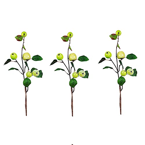 RSTYS Künstliche Apfelzweige, 48,9 cm, 3 Stück Obstzweig, realistische Simulation, Apfelstiel, künstliche Pflanzen für Blumenarrangement, Heimdekoration von RSTYS