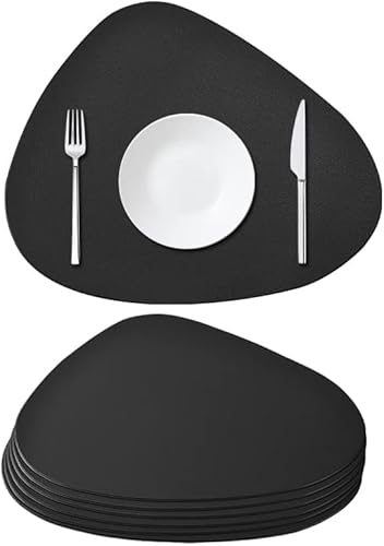 RSWDE Tischsets Abwaschbar, 6er Set Platzsets Abwischbar Schwarz Rund Oval, rutschfest Wasserdicht Wassertropfen Platzdeckchen Leder Kunstleder Tischset Lederoptik Platzset - 40.5×33cm RSWDE Tischsets Abwaschbar, 6er Set Platzsets Abwischbar Schwarz Rund Oval, rutschfest Wasserdicht Wassertropfen Platzdeckchen Leder Kunstleder Tischset Lederoptik Platzset - 40.5×33cm von RSWDE
