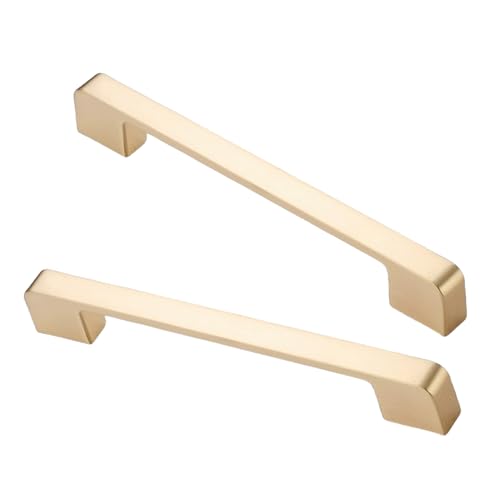 RSWZSFL 2 Stück Möbelgriffe Schranktürgriffe Küchengriff Zinklegierung Schubladengriffe Türgriffe für Küchenschränke,Kleiderschränke,Schlafzimmer,Badezimmer (Pitch:96mm,Gold) von RSWZSFL