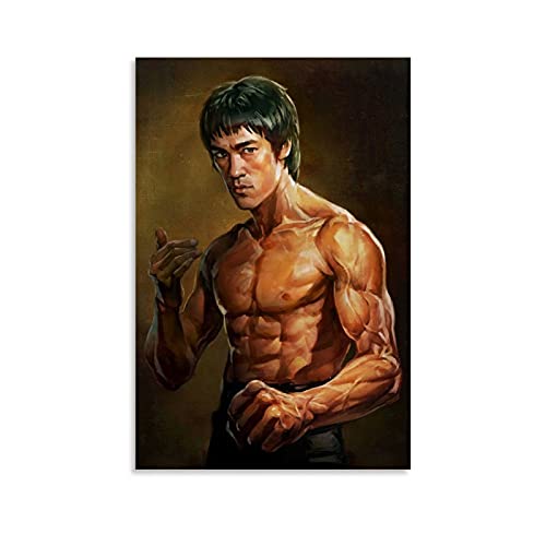 RSZHHL Bruce Lee Kung Fu Cooles Leinwand-Kunst-Studio-Poster und Wandbild, Druck, moderne Heimdekoration, Büro-Poster, 50 x 75 cm von RSZHHL