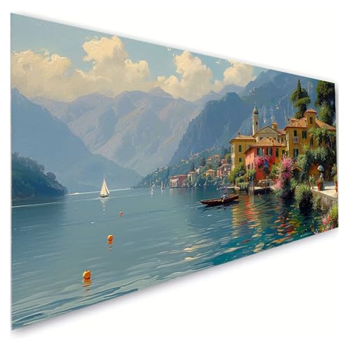 Diamond Painting Erwachsene Groß XXL 50x100cm, 5D Diamant Painting Bilder Meer Diamond Paintings Kinder Kleine Stadt Diamond-painting, DIY Mosaikherstellung Basteln Mädchen, Deko Wohnzimmer G2-540 von RSZYUUNG