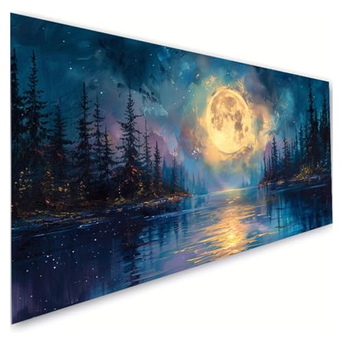 Diamond Painting Mond Diamond Painting Erwachsene Groß XXL 10x20cm, 5D Diamant Paintings Bilder Baum Malen Nach Zahlen Anfänger, DIY Full Drill Diamant Malerei Stickerei Bastelset, Zimmer Deko G2-655 von RSZYUUNG