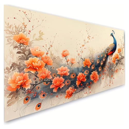 Diamond Painting Pfau Diamond Painting Erwachsene Groß XXL 80x160cm,5D Diamant Paintings Bilder Blume Malen Nach Zahlen Anfänger,DIY Full Drill Diamant Malerei Stickerei Bastelset,Zimmer Deko G2-689 von RSZYUUNG