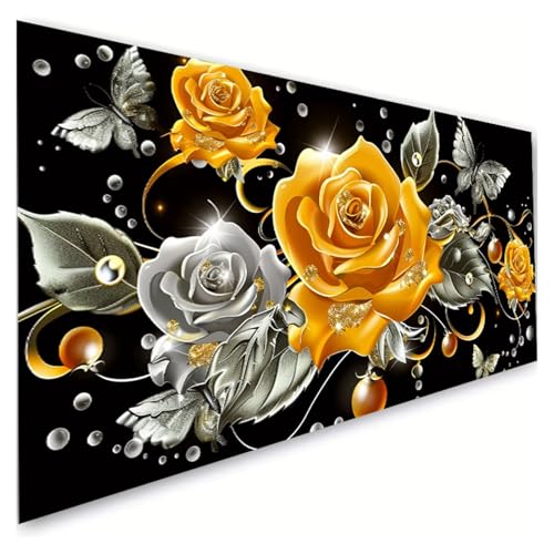 Diamond Painting Rose Diamond Painting Erwachsene Groß XXL 30x60cm, 5D Diamant Paintings Bilder Blume Malen Nach Zahlen Anfänger, DIY Full Drill Diamant Malerei Stickerei Bastelset, Zimmer Deko G2-319 von RSZYUUNG