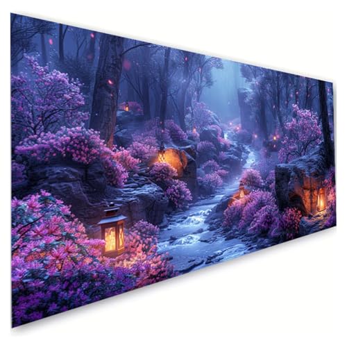 Diamond Painting Wald Diamond Painting Erwachsene Groß XXL 40x90cm, 5D Diamant Paintings Bilder Blume Malen Nach Zahlen Anfänger, DIY Full Drill Diamant Malerei Stickerei Bastelset, Zimmer Deko G2-623 von RSZYUUNG