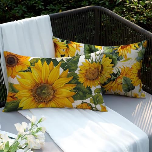 Kissenbezug 40x80 2er Set Outdoor Kissen Sonnenblume Kissenbezüge Wetterfest, Rechteckig Leinen Outdoorkissen Gelb Kopfkissenbezug, Dekokissen für Garden Terrassen Bank Schlafzimmer Wohnzimmer Y2-151 Kissenbezug 40x80 2er Set Outdoor Kissen Sonnenblume Kissenbezüge Wetterfest, Rechteckig Leinen Outdoorkissen Gelb Kopfkissenbezug, Dekokissen für Garden Terrassen Bank Schlafzimmer Wohnzimmer Y2-151 von RSZYUUNG