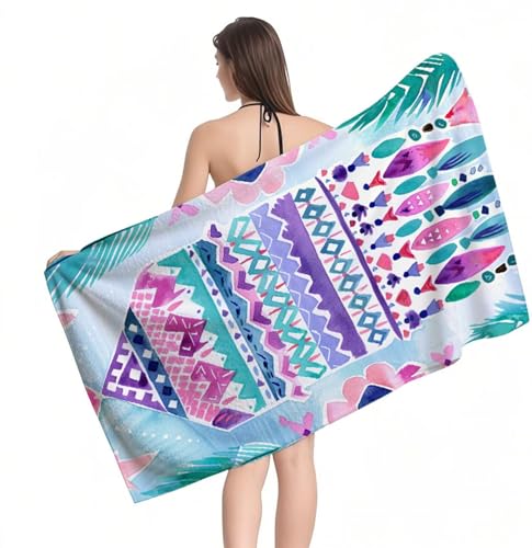 Strandtuch Böhmische Pflanzen Mikrofaser Handtuch Groß 220 x 100 cm, Saunahandtuch Schnell Trocknendes, Sandfreie Stranddecke, Saugfähiges Badetuch, Platzsparende Reisehandtuch, Sauna Zubehör Y1-675 von RSZYUUNG