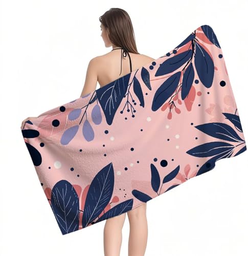 Strandtuch Pflanzen-Polka-Dots Mikrofaser Handtuch Groß 70 x 140 cm, Saunahandtuch Schnell Trocknendes, Sandfreie Stranddecke, Saugfähiges Badetuch, Platzsparende Reisehandtuch, Sauna Zubehör Y1-671 von RSZYUUNG