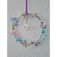 Entzückender Sonnenfänger Perlenblüten Reifkranz Perlen Kristalle Geschenk von RSkreativRosiStiller