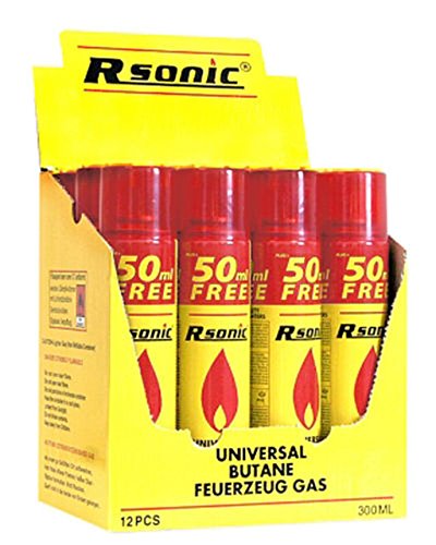 12x 300ml Universal Feuerzeuggas Rsonic Feuerzeug Butan Gas Nachfüll Refill von RSonic