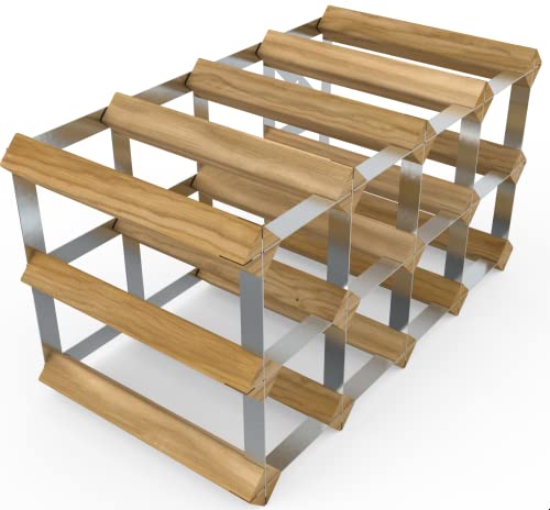 RTA Traditionelles Weinregal, komplett montiert, schöne FSC-Kiefernholz, britischer verzinkter Stahl, hergestellt in Großbritannien, helle Eiche (12 Flaschen) von RTA