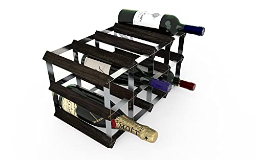RTA Traditionelles Weinregal-Set für 12 Flaschen, schwarzes Kiefernholz (FSC) von RTA