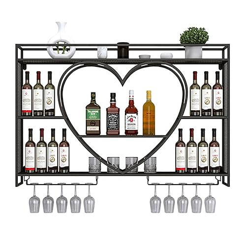 An der Wand montiertes Weinregal aus Metall, Ausstellungsständer für Weinflaschen und Glaseisen, große schwebende Regale, hängendes Kelchregal, multifunktionales Weinregal für die Küche zu Hause, in von RTAKG