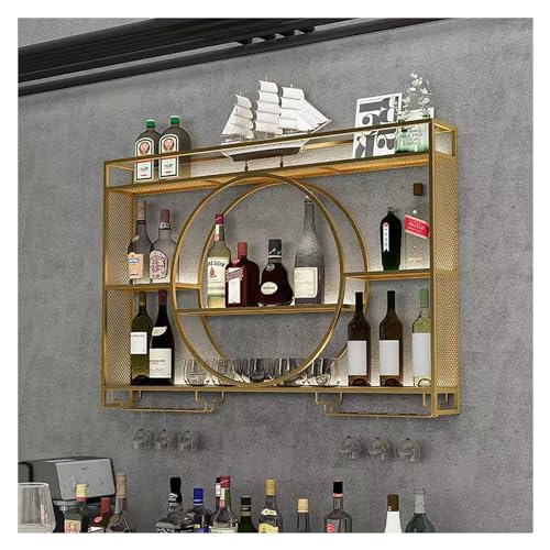 LED-Ausstellungsregal für Likörflaschen, Weinhalter aus Eisen, an der Wand montiertes Weinregal mit LED-Leuchten, schwebende Regale für Bars, schwebende Weinflaschenhalterung aus Metall, für Wohnzim von RTAKG