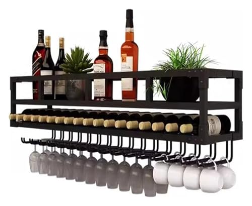 LED-Weinregal zur Wandmontage, moderner Metall-Weinflaschen- und Glashalter zum Aufhängen, schwebende Regale für die Dekoration zu Hause, in der Küche, in der Bar, im Restaurant von RTAKG