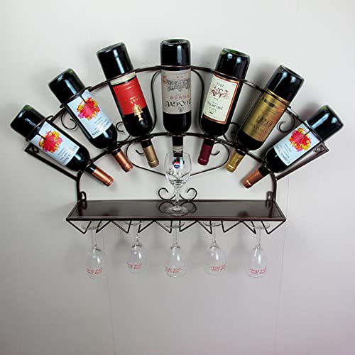 RTAKG An der Wand montierte Weinregale aus Metall, hängendes Weinflaschenregal, Stielgläser, Kelchregal, Bartheke, Weinaufbewahrungshalter, schwimmende Aufbewahrungsregale von RTAKG