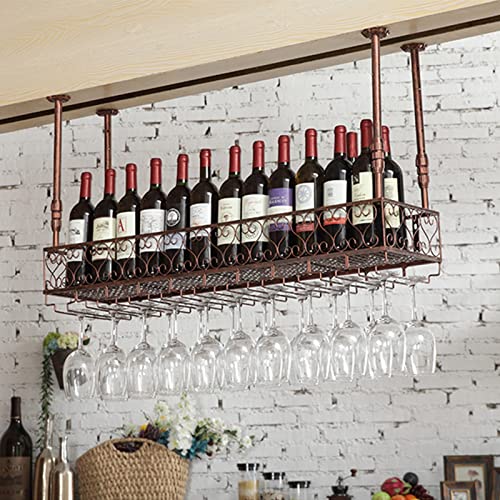 RTAKG Weinregale, Decken-Weinflaschenhalter, hängende Weinglasregale, Kelch-Stielglasregale, schwebendes Weinregal, Vintage-Wohnkultur/140 x 25 cm von RTAKG