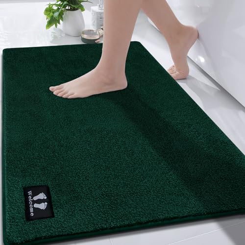 RTBQJ-AT Badematte Rutschfest Badezimmerteppich 120x80cm Groß Badteppich Mikrofaser Weicher Badvorleger Küchenbodenmatten Maschinenwaschbar Öko-Tex 100 Zertifiziert, Dunkelgrün von RTBQJ-AT