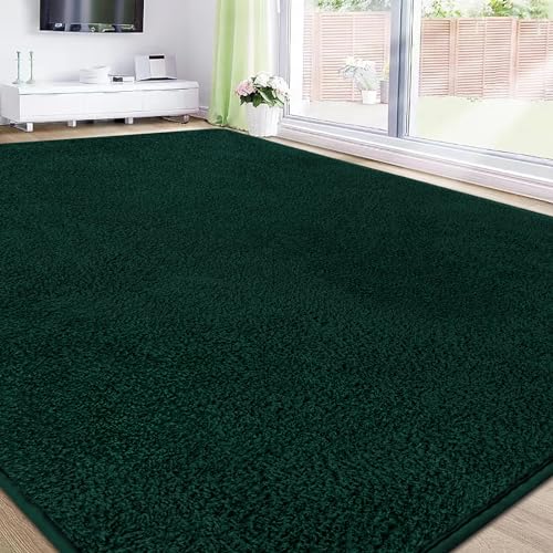 RTBQJ-AT Teppich Wohnzimmer 200x300 cm Microfiber Weicher Flauschiger Kurzflor, Rugs for Living Room Moderner Waschbar Rutschfest, Hochflor Grün von RTBQJ-AT