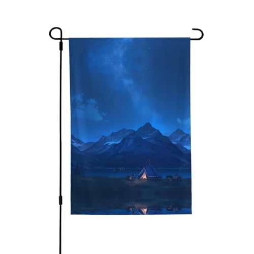 At Night By The Lake Vibrant Allover-Print Flagge – wetterfestes Polyester, perfekt für Terrasse, Hof oder Gartendekoration von RTCVXZDSA