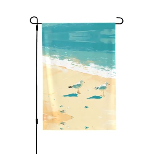 Birds And The Sea Vibrant Allover-Print Flagge – wetterfestes Polyester, perfekt für Terrasse, Hof oder Garten Dekoration von RTCVXZDSA