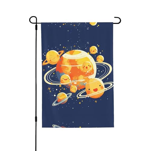 Cartoon Planet Vibrant Allover-Print Flagge – wetterfestes Polyester, perfekt für Terrasse, Hof oder Garten Dekoration von RTCVXZDSA