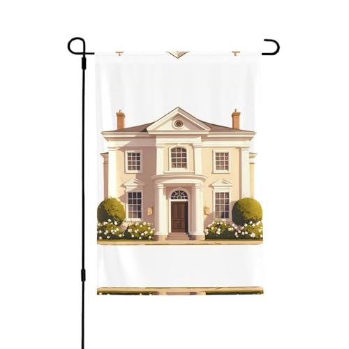 Castle Building Vibrant Allover-Print Flagge – wetterfestes Polyester, perfekt für Terrasse, Hof oder Gartendekoration von RTCVXZDSA