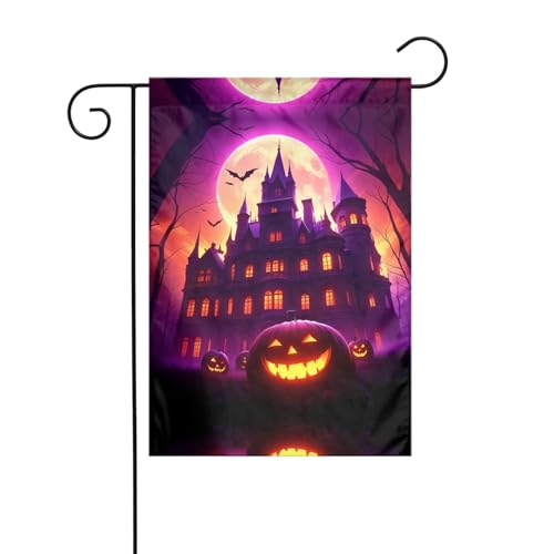 Castle and Crow Gartenflagge, 30,5 x 45,7 cm, lebendige, doppelseitige Outdoor-Flagge für Höfe, Gärten, Terrassen und Rasen von RTCVXZDSA